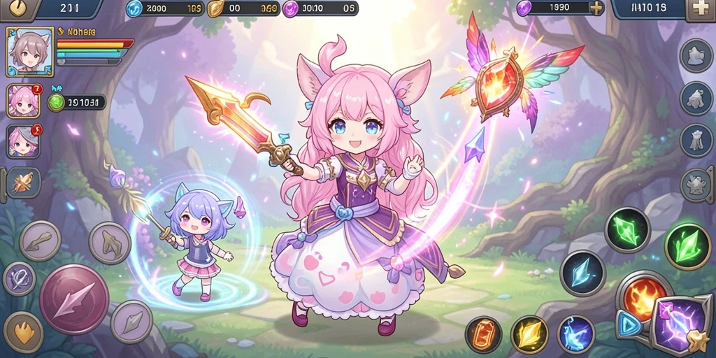 Gambar ketiga memperlihatkan karakter yang sedang berinteraksi dengan NPC.