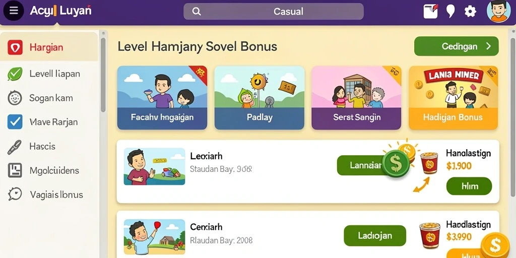 Menu fitur yang mudah dinavigasi untuk pemain.